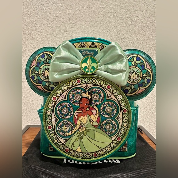 Loungefly Handbags - NWT Disney Princess Stained Glass Tiana Green Mini Backpack & Matching Ears